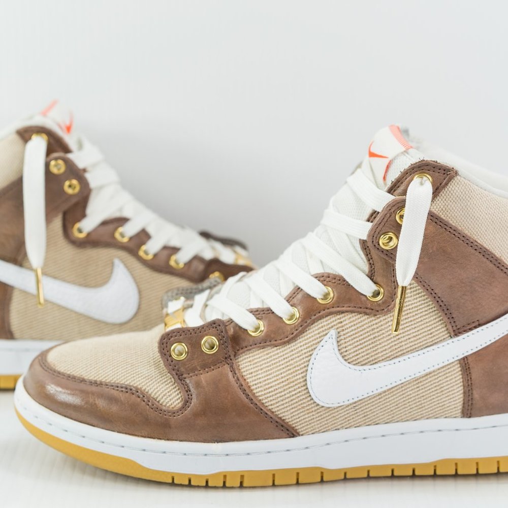 MINT Size 11 - Nike SB Dunk Hi Pro - Belgian Chocolate Gold - RAREST EVER Custom